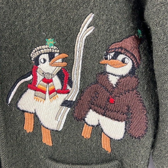 City  Wear Boiled Wool Green Full Zipper Cardigan - Picture 4 of 10